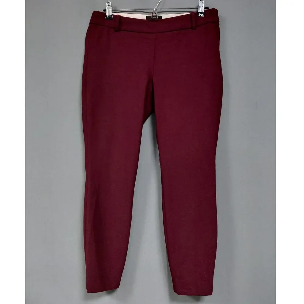 J.Crew Minnie Wool Blend Burgundy Side Zip Skinny Pants Women Size 6P